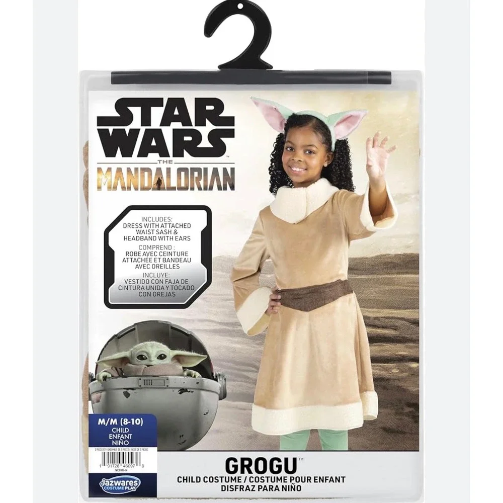 Star Wars The Mandalorian Grogu Costume Kids Girl Size M 8-10 Dress Set